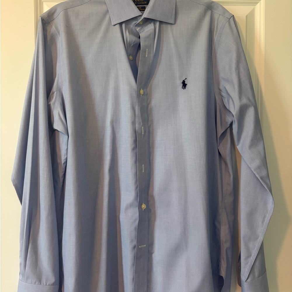 Polo by Ralph Lauren Light Blue Long-Sleeve Dress Shirt with Navy Pony